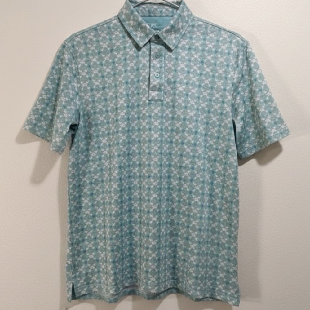 Straight Down Men’s Floral Golf Polo Blue Orange Large short sleeve - Picture 2 of 14